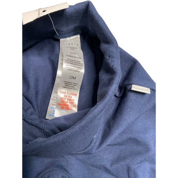 Firsts Pants Baby 12 Month Navy Blue Elastic Waist Ankle Cuff Knit Joggers - Picture 3 of 3